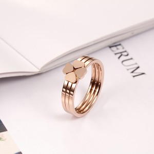 Four Leaf Clover 3pcs 2mm Stacking Rose Gold Rings for Women High Polished Surface