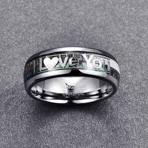 Personalized custom inlaid LOVE U tungsten steel ring