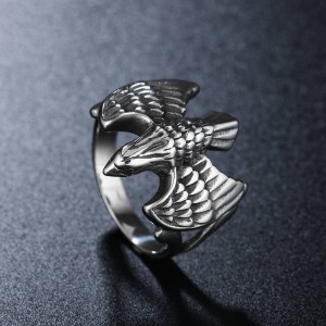 In Stock High Quality Full Feather Filled Eagle Head Engagement Rings For Men