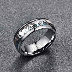 Personalized custom inlaid LOVE U tungsten steel ring