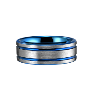 Fashion Jewelry Custom Free Logo Name Men Engagement Popular 8mm tungsten ring blue