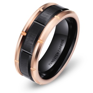 8mm Black Gold Combined Tungsten Ring For Men