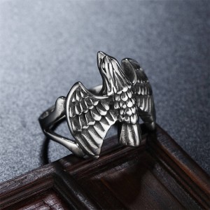 In Stock High Quality Full Feather Filled Eagle Head Engagement Rings For Men