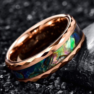 High Quality Accessories Inlaid Abalone Shell Couple Ring Tungsten Carbide Ring For Men