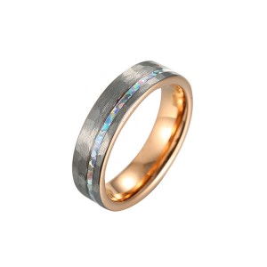 Wholesale Hammered Rose Gold Tungsten Ring Wedding Engagement Bands Ring With Black Inner