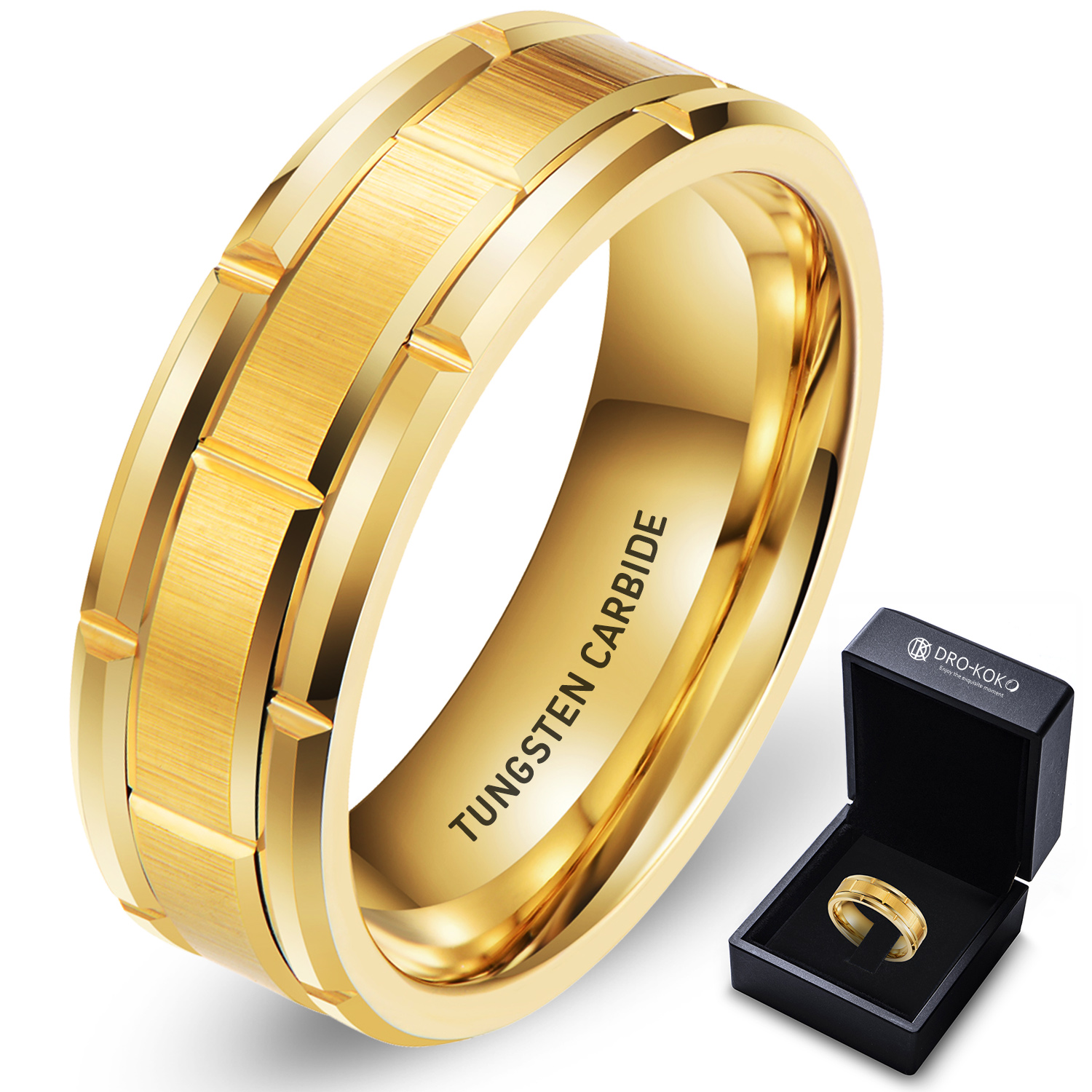 China Manufacturer for Tungsten Carbide Rings Womens - 8mm His And Her Set Gold 18k couple Tungsten Ring wedding rings couple set – Ouyuan