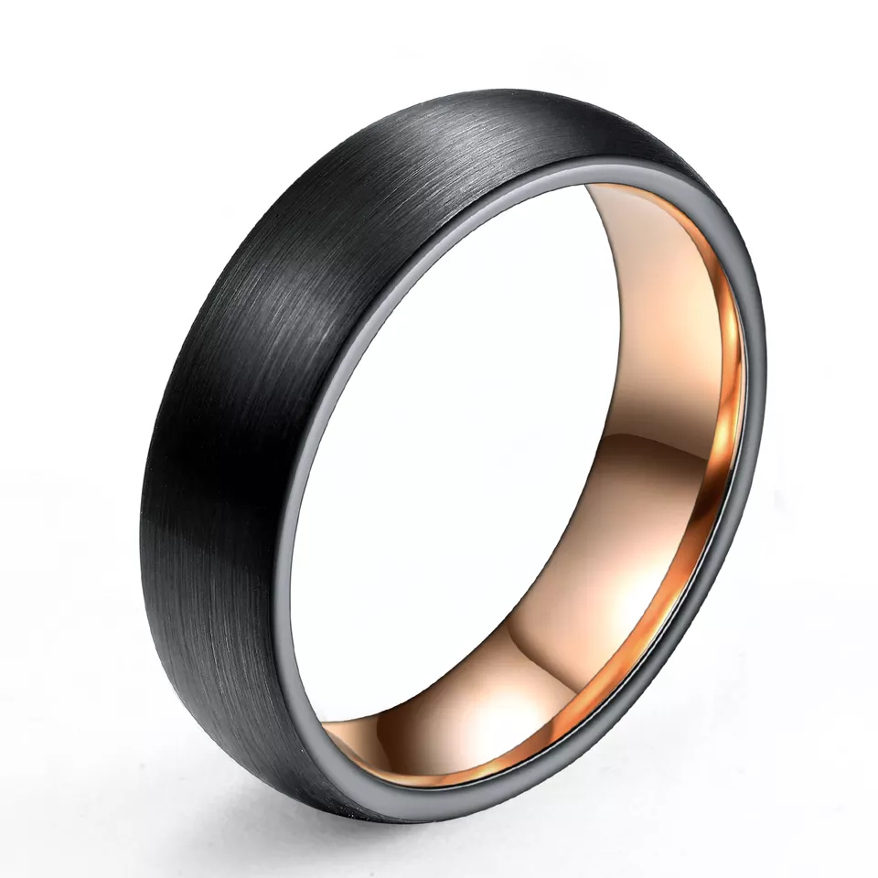 Wholesale 6mm tungsten carbide fashion rings black tungsten ring for man Featured Image