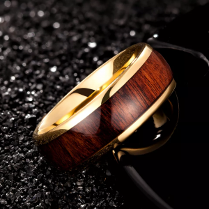 New design Whisky Ring 8mm Black Tungsten Ring With Men Wood Ring
