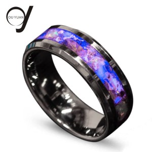 8mm Cool Gradient Purple Colour Finger Jewelry Tungsten Titanium Steel Women Men Couples Wedding Band Colorful Inlay Rings