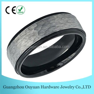 Fashion 6mm classic ring fine jewelry black tungsten carbide mens ring