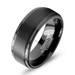 Jewelry Best Selling 8mm black tungsten ring men rings with Step Edge Center Brushed