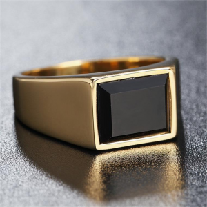 Ouyuan accessories jewelry black gold Silver 316L men rings stainless steel rings