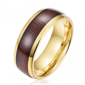 New design Whisky Ring 8mm Black Tungsten Ring With Men Wood Ring