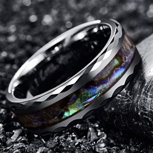 High Quality Accessories Inlaid Abalone Shell Couple Ring Tungsten Carbide Ring For Men