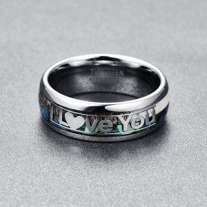 Personalized custom inlaid LOVE U tungsten steel ring