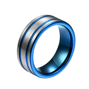 Fashion Jewelry Custom Free Logo Name Men Engagement Popular 8mm tungsten ring blue