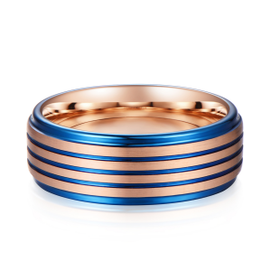 Personality 8mm Blue tungsten ring rose gold best tungsten ring