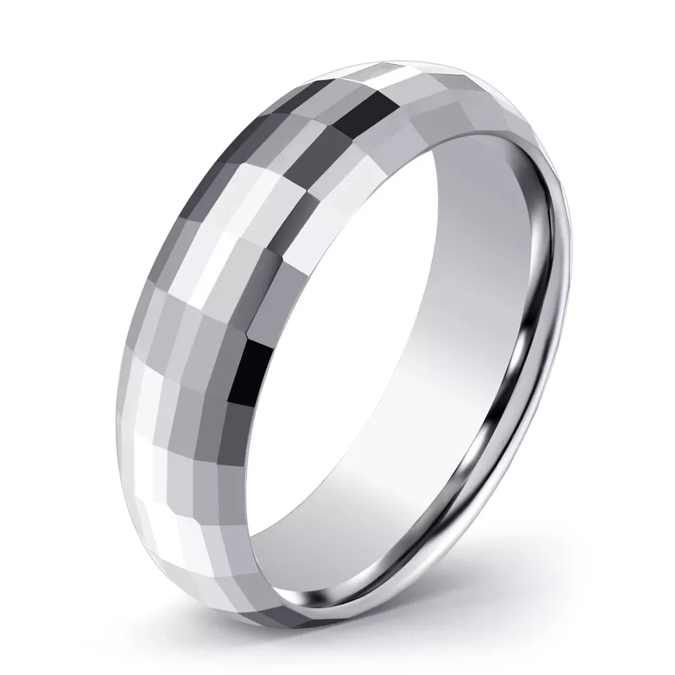 High Performance Couple Rings For Wedding -  6mm tungsten ring blank silver tungsten ring for men women engagement bands tungsten ring hammered – Ouyuan