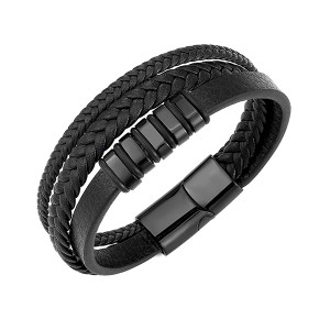 Quality Inspection for Tungsten Carbide Rings Macy\’s - Stainless Steel Men’s Multi-Strand Braided Leather Wheat Chain Bracelet with Magnetic Closure – Ouyuan