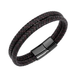 100% Original China Tungsten Ring - Men’s Two-Strand Braided High Quality Leather Wheat Chain Bracelet with Magnetic Closure – Ouyuan