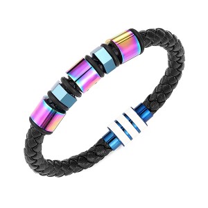 China Supplier Are Tungsten Carbide Rings Expensive - Stainless Steel Braided Leather Bracelet for Men Cuff Bracelet Magnetic Clasp – Ouyuan