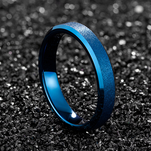 Wholesale Discount Products8mm Tungsten Carbide Ring Mens Double Blue - 4mm Spinner Ring Band for Men Women Tungsten Carbide ring blue color – Ouyuan detail pictures