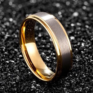 Womens Mens 6mm Matte Brushed Tungsten Carbide Ring 18K Yellow Gold Wedding Band Comfort Fit