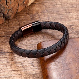 Braided Leather Bracelets for Men Bangle Bracelets Fashion Magnetic Clasp