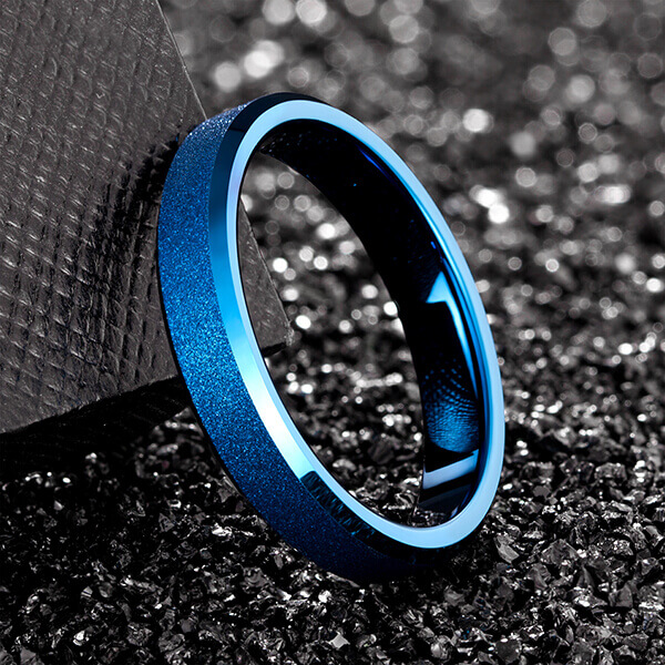 Wholesale Discount Products8mm Tungsten Carbide Ring Mens Double Blue - 4mm Spinner Ring Band for Men Women Tungsten Carbide ring blue color – Ouyuan detail pictures