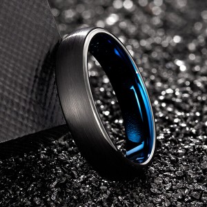 Unisex 5mm 6mm 7mm 8mm Classic Black Blue Domed Tungsten Carbide Wedding Band Ring Comfort Fit