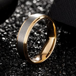 Womens Mens 6mm Matte Brushed Tungsten Carbide Ring 18K Yellow Gold Wedding Band Comfort Fit