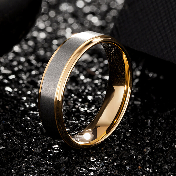 PriceList for Tungsten Carbide Rings Toronto - Womens Mens 6mm Matte Brushed Tungsten Carbide Ring 18K Yellow Gold Wedding Band Comfort Fit – Ouyuan