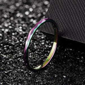 Multi-Faceted Tungsten Wedding Rings 2mm 4mm 6mm rainbow colors Bands for Men Women