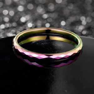 Multi-Faceted Tungsten Wedding Rings 2mm 4mm 6mm rainbow colors Bands for Men Women