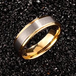 Womens Mens 6mm Matte Brushed Tungsten Carbide Ring 18K Yellow Gold Wedding Band Comfort Fit