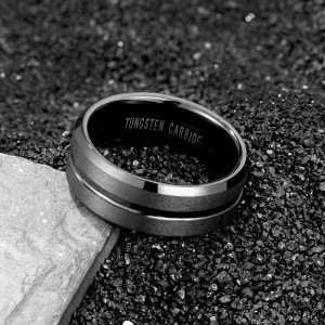 8mm Classic Ring Fine Jewelry Black Tungsten Carbide Mens Ring