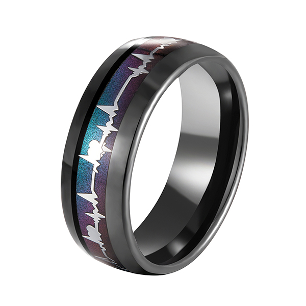 Cheap PriceList for Opal Tungsten Ring - 6mm 8mm EKG Heartbeat Wedding Band Silver Black Tungsten Carbide Ring for Men Women Comfort Fit Size 4-15 – Ouyuan detail pictures
