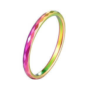 Manufacturer for Tungsten Carbide Rings Breakable - Multi-Faceted Tungsten Wedding Rings 2mm 4mm 6mm rainbow colors Bands for Men Women – Ouyuan