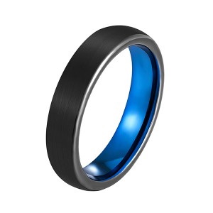 Best quality Set Of Wedding Rings - Unisex 5mm 6mm 7mm 8mm Classic Black Blue Domed Tungsten Carbide Wedding Band Ring Comfort Fit – Ouyuan