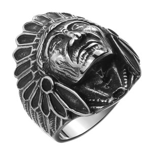 Vintage Jewelry Indian Head Stainless Steel Men’s Ring