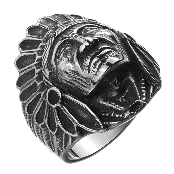 New Delivery for Tungsten Ring Quality - Vintage Jewelry Indian Head Stainless Steel Men’s Ring – Ouyuan