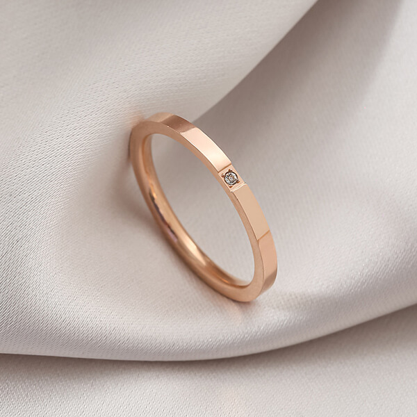 Short Lead Time for Tungsten Ring Advantages - Hot Sell Stainless Steel Women’s Diamond Ring 2mm Jewelry Micro Inlaid Ring – Ouyuan detail pictures