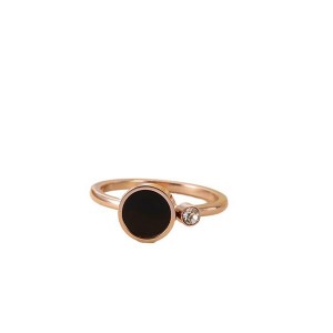 Korean Version of Black Shell Smooth Ring Couple Ring Titanium Steel Rose Gold