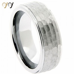 Wholesale Hammered Rose Gold Tungsten Ring Wedding Engagement Bands Ring With Black Inner