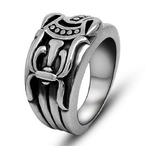 Jewelers Retro Vintage Stainless Steel Cross Band Style Biker Ring