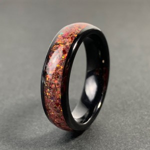 Factory Black Color Inlaid Opal New Desgin Engagement Wedding Ring Jewelry Tungsten Ring