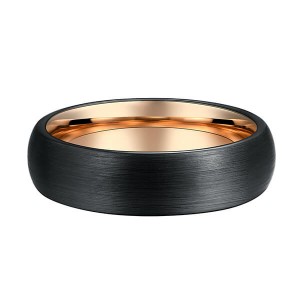 6mm Unisex Enamel Brushed Matte Surface Black And Rose Gold Plated