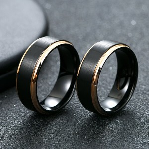 New Style Jewelry Matte Brushed Wedding Band Rose Gold Plated Beveled Edge Tungsten Wedding Ring For Men