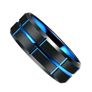 Single New Design Black & Blue Plated Genuine Tungsten Carbide Rings