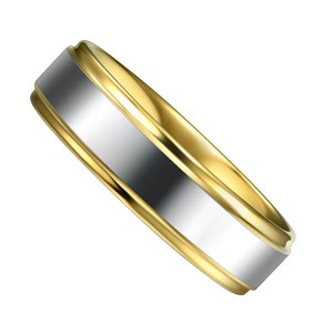 Men’s 6mm Tungsten Carbide Ring Polished Silver And 18K Gold  Comfort Fit Single Band